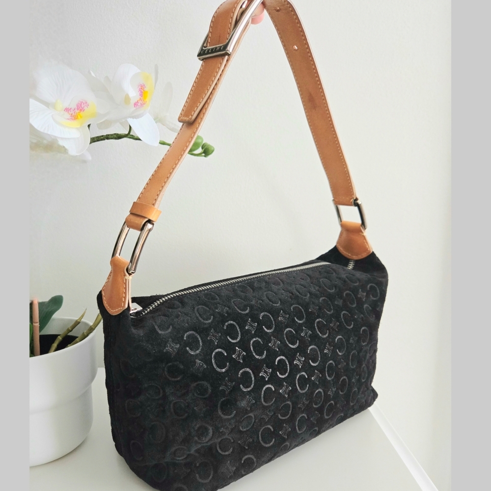Authentic CELINE Rare Suede Vintage Macadam Bag Clutch Pochette Wallet Purse‎ - Picture 15 of 16